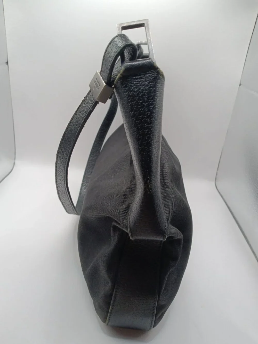 Gucci Black Canvas & Leather Hobo Shoulder Bag Made In Italy